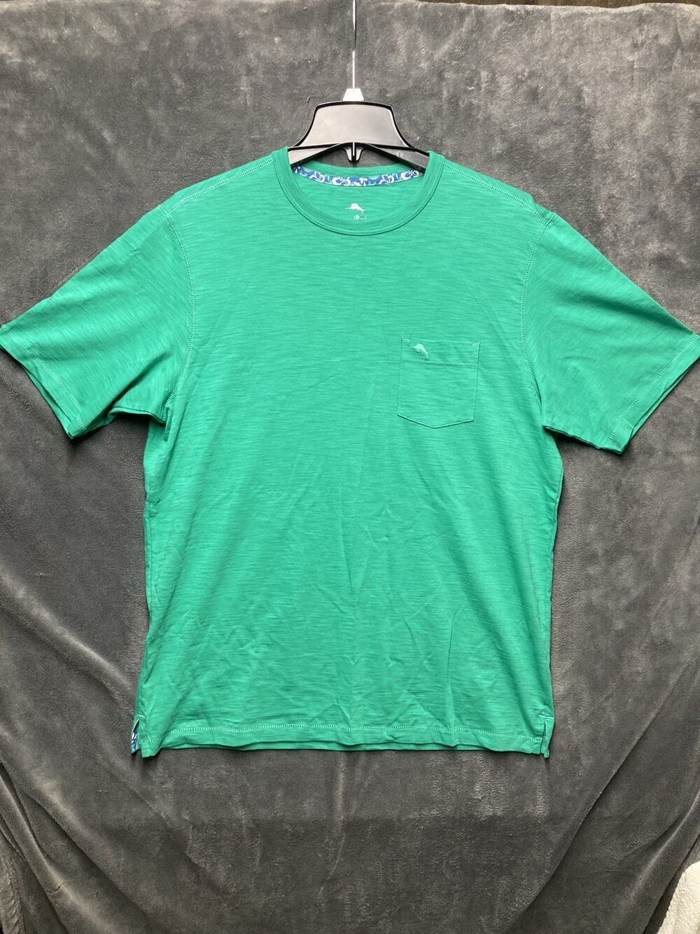 Tommy Bahama Bali Beach Pocket T-Shirt Men S Kelly Green Cotton Slub Marlin Logo